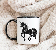 A Black And White Drawing Of A Unicorn With A Tail