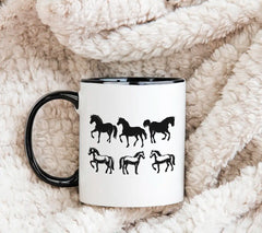 A Black And White Drawing Of Horses And Horses