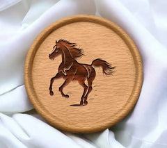 A Black And White Image Of A Horse With A Black Tail