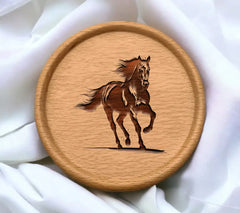 A Black Horse With A White Background And A Black Horse In The Foreground