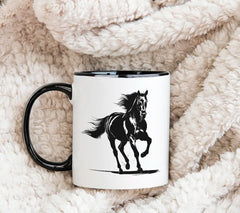 A Black Horse With A White Background And A Black Horse In The Foreground