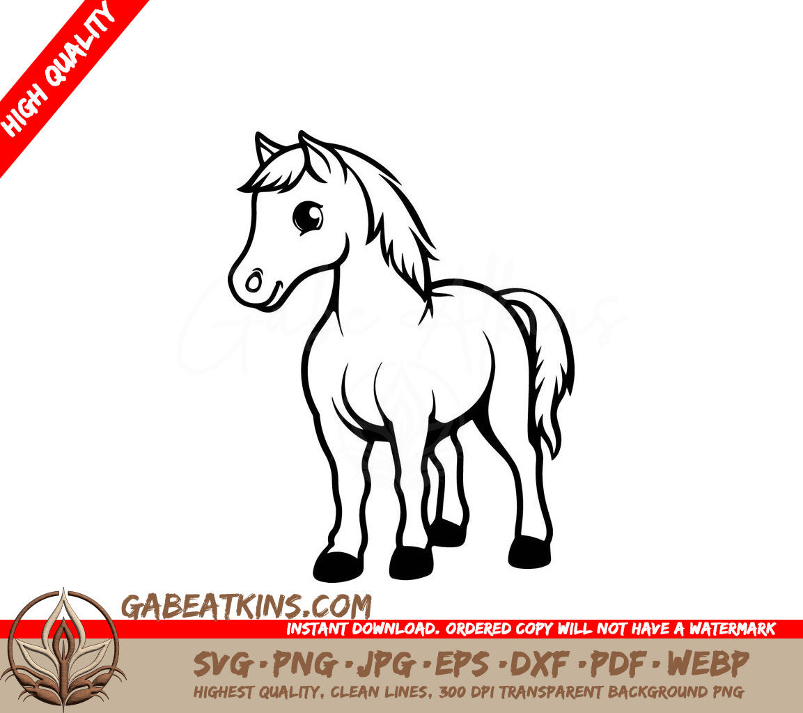 A Horse On A White Background SVG - a cartoon drawing of a horse with a sad face SVG