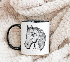 A Drawing Of A Horse With A Black And White Line On It