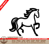 A Horse On Its Hind Legs SVG - a drawing of a horse with a tail that says quot a horse quot SVG