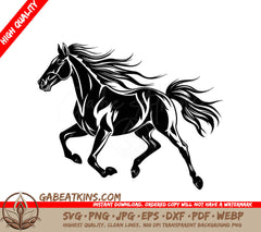 A Horse Running SVG - a drawing of a horse with a white background SVG