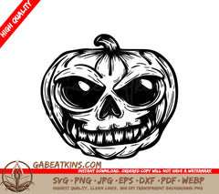 Pumpkin Skull SVG - Alien Head Design SVG