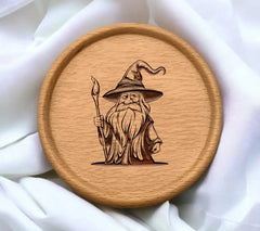 Wizard with Staff SVG - Cartoon Illustration SVG