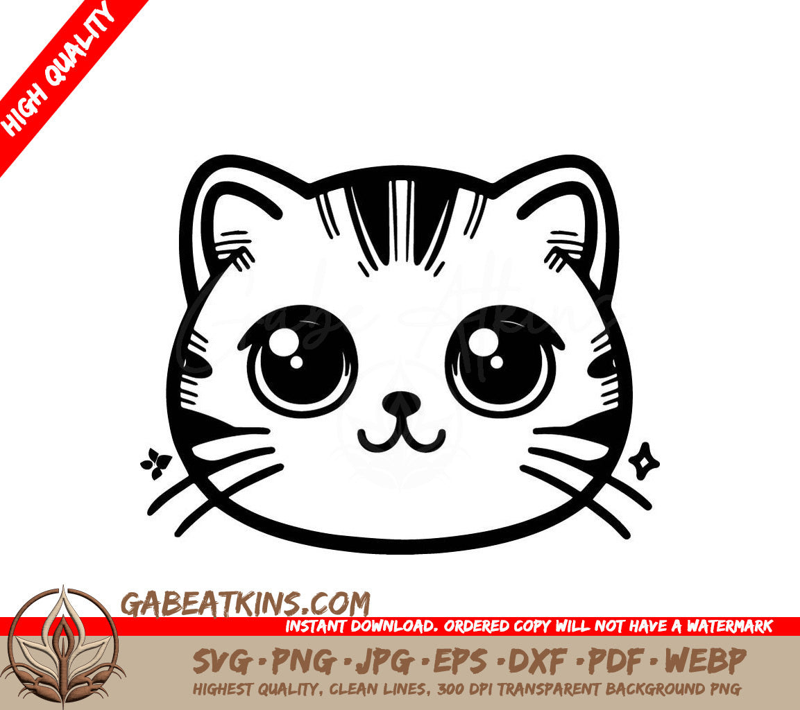 Cat Face SVG - Coloring Page for Kids SVG