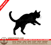 Black Cat Jumping Silhouette SVG - Vector Illustration SVG