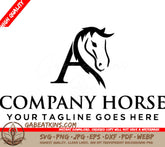 A Black And White Logo For A Company Called Company Horse SVG - creative initial letter A with abstract running stallion logo vector concept SVG