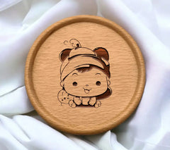 Cute Baby Girl with Teddy Bear - SVG Illustration SVG