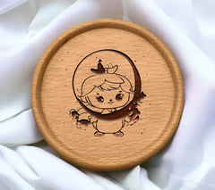 Cute Little Girl with Bow & Crown Mirror SVG -  Drawing SVG