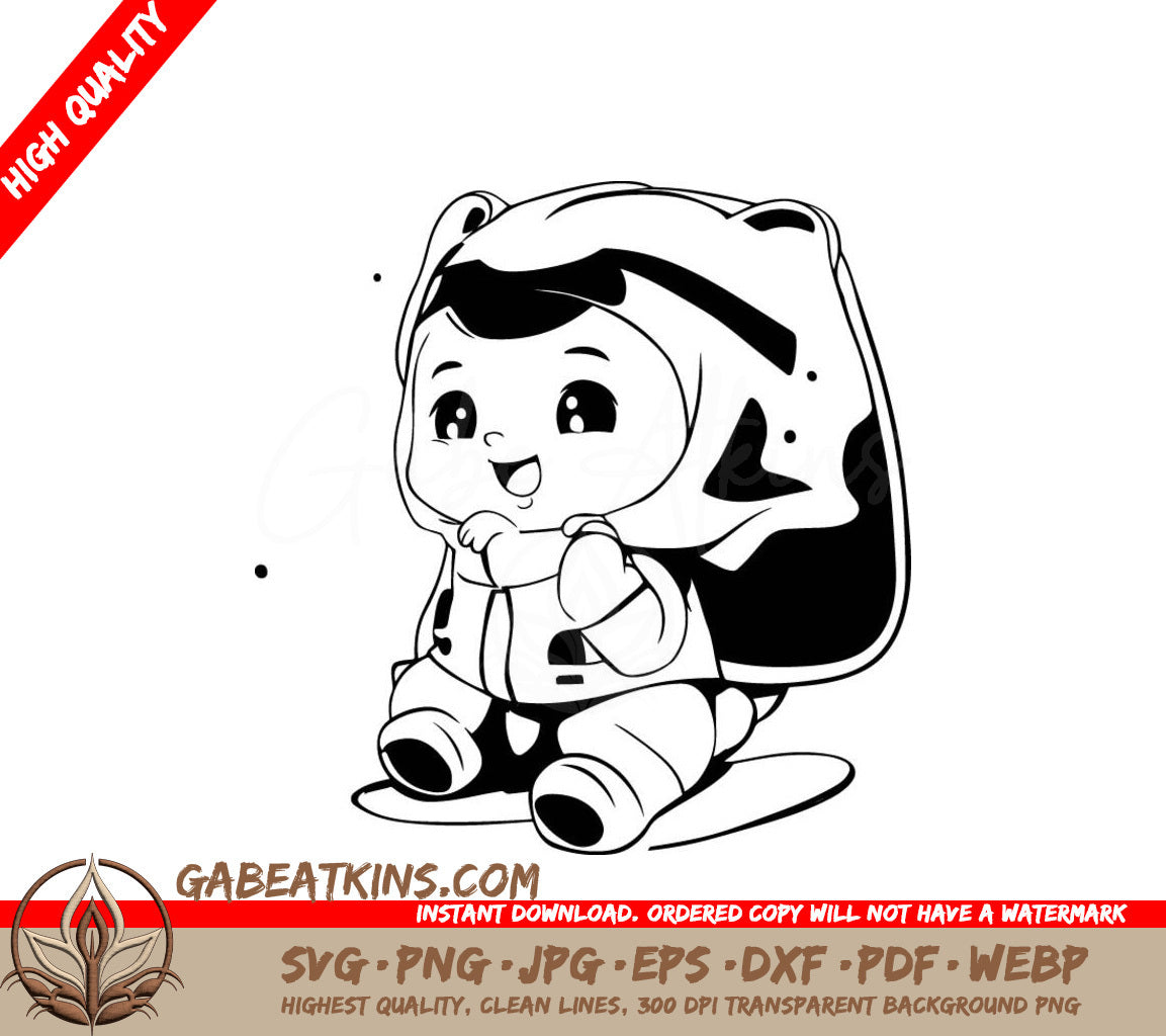 Cute Baby Boy Astronaut & Bear Costume SVG Design SVG