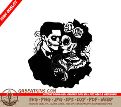 Cute Mexican Bride & Groom SVG - Drawing Illustration SVG