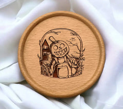 Scarecrow Pumpkin Head SVG - Halloween Line Art Design SVG