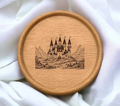 Castle with Mountains SVG - Detailed Coloring Page SVG