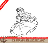 Princess Rapunzel Line Art SVG - Disney Inspired Dress Illustration SVG