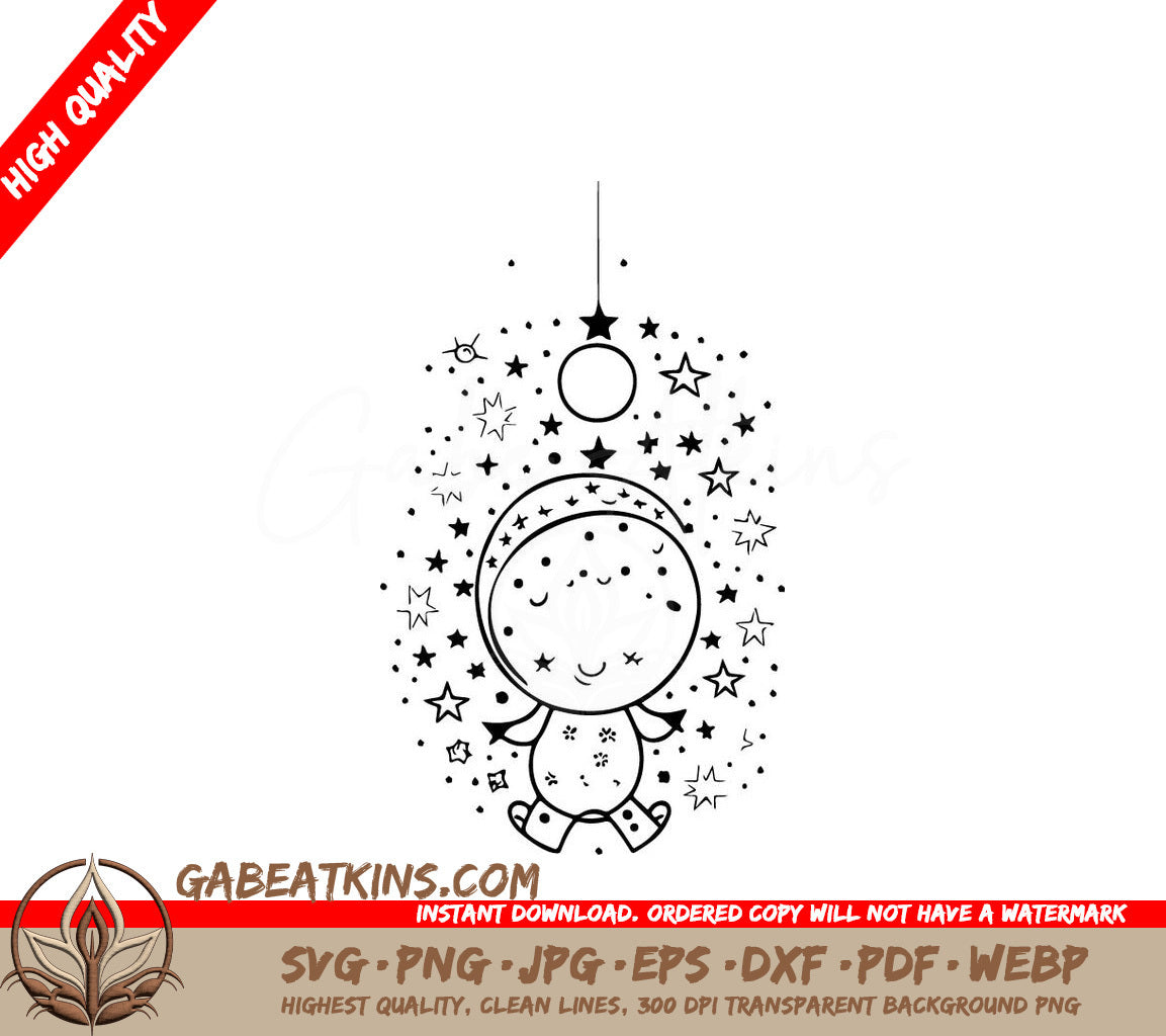 Cartoon Character Star Doodle SVG - Space Kids Illustration SVG