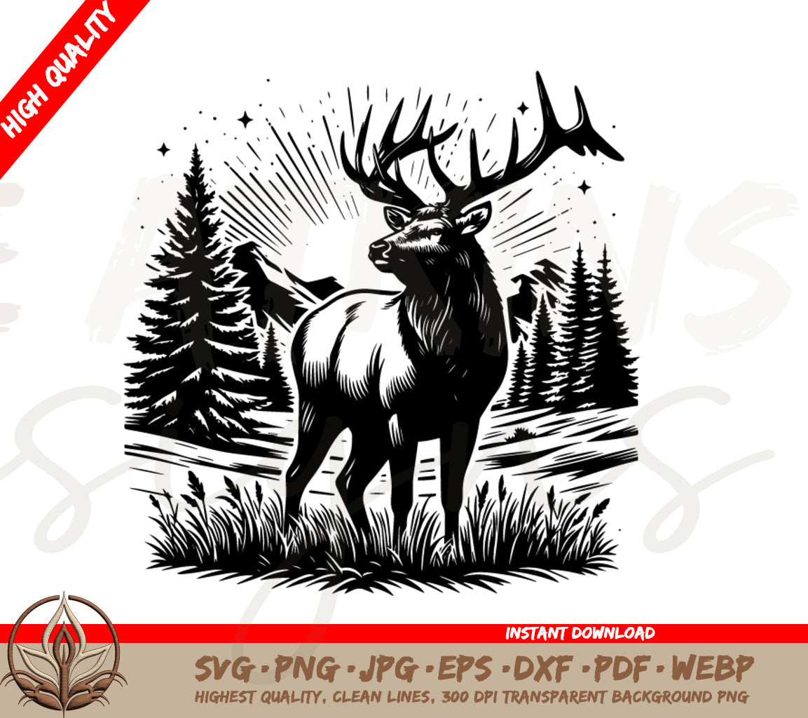 Stag in Nature SVG Cut File - Bring the Wild Outdoors to Your Crafts!