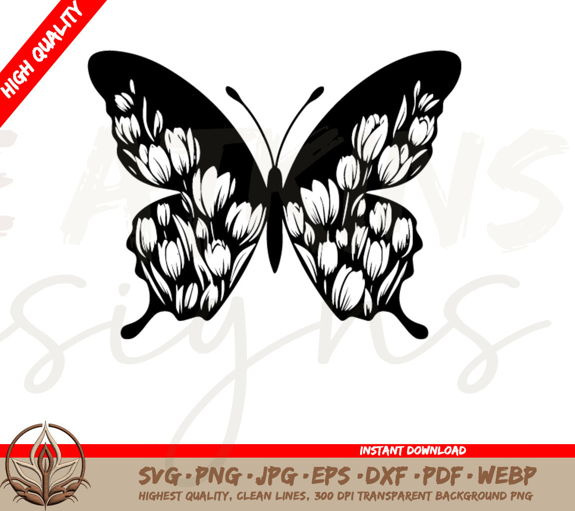 Butterfly SVG | SVG Design of a Butterfly With Tulips On Its Wings!