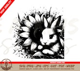 Bunny in a Sunflower Haven SVG and PNG Download
