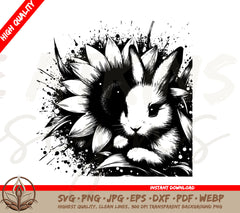 Bunny in a Sunflower Haven SVG and PNG Download