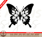 Floral Butterfly Digital Download: SVG & PNG
