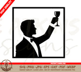 Cheers In Style Wedding Tuxedo SVG & PNG Digital Download