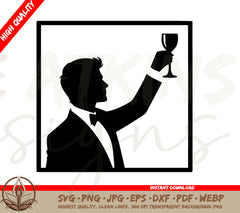 Cheers In Style Wedding Tuxedo SVG & PNG Digital Download