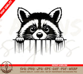 Fence Racoon Peeking Digital Download (SVG and PNG)
