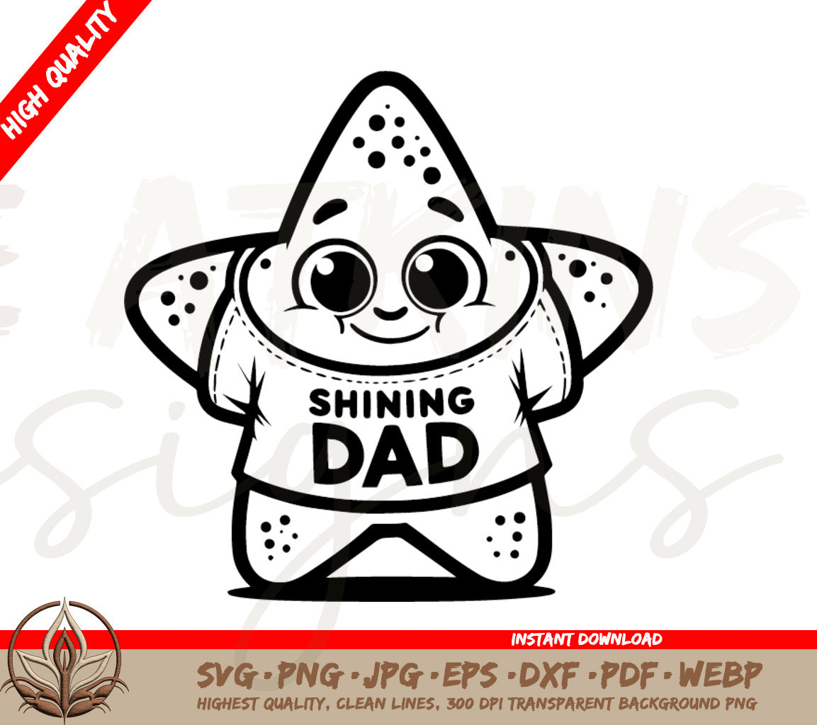 Superstar Dad SVG - Digital Download of a Star wearing a Superstar Dad