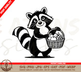 Raccoon SVG: Adorable Raccoon Holding a Fruit Basket High Quality SVG!