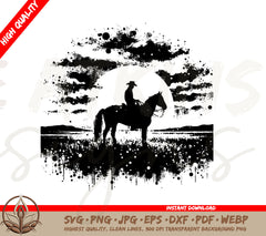 Cowboy at Sunset - Digital Download (SVG and PNG)