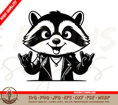 Mischievous Raccoon SVG - Add a Touch of Whimsy to Your Crafts - Rocker Raccoon