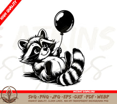 Raccoon SVG: Download this Party Time Raccoon Holding a Balloon!