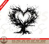 Minimalist Heart Drawing | Two Trees Coming Together to Form a Heart