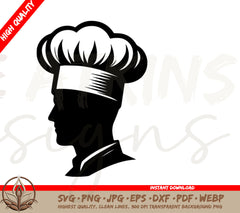 Chef Silhouette SVG - Artistic Chef Hat Drawing SVG | High Quality SVG