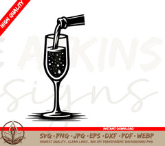 Sparkling Champaign Poured into Glass Digital Download
