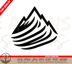 Majestic Mountain Peaks Digital Download: SVG & PNG Files