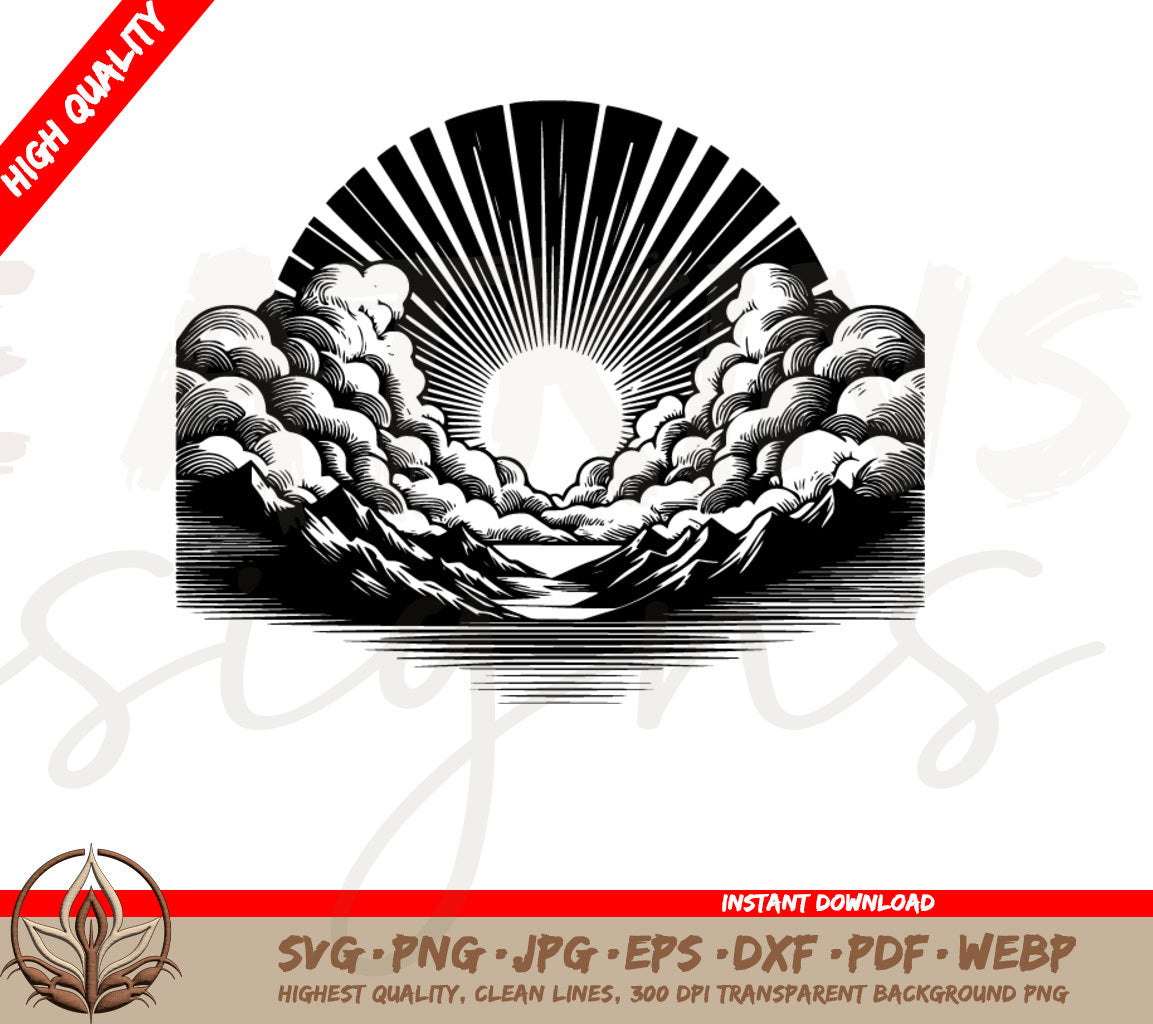 Sunset Digital Download in SVG, PNG And More | Add Scenery to Projects