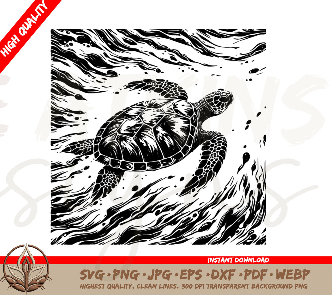 Turtle SVG - Turtle Water Dance Digital Download with SVG & PNG Files