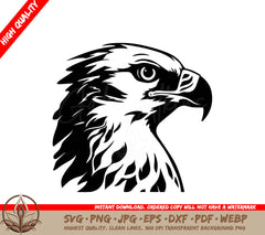 A Black And White Drawing Of An Eagle Head