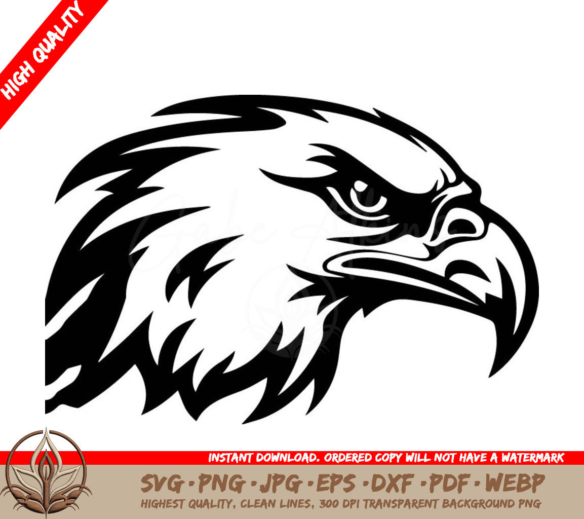 A Black And White Image Of An Eagle Head