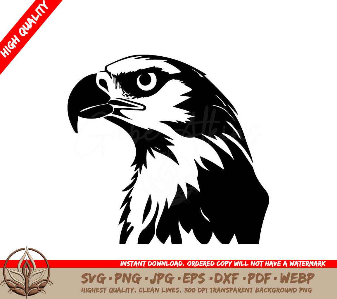 A Black And White Image Of An Eagle Head