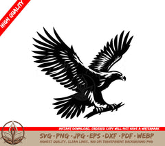 A Black And White Eagle Is Flying In The Air