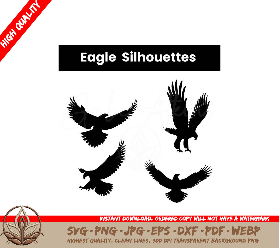A Set Of Eagle Silhouettes That Are High Quality