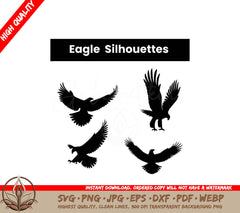 A Set Of Eagle Silhouettes That Are High Quality