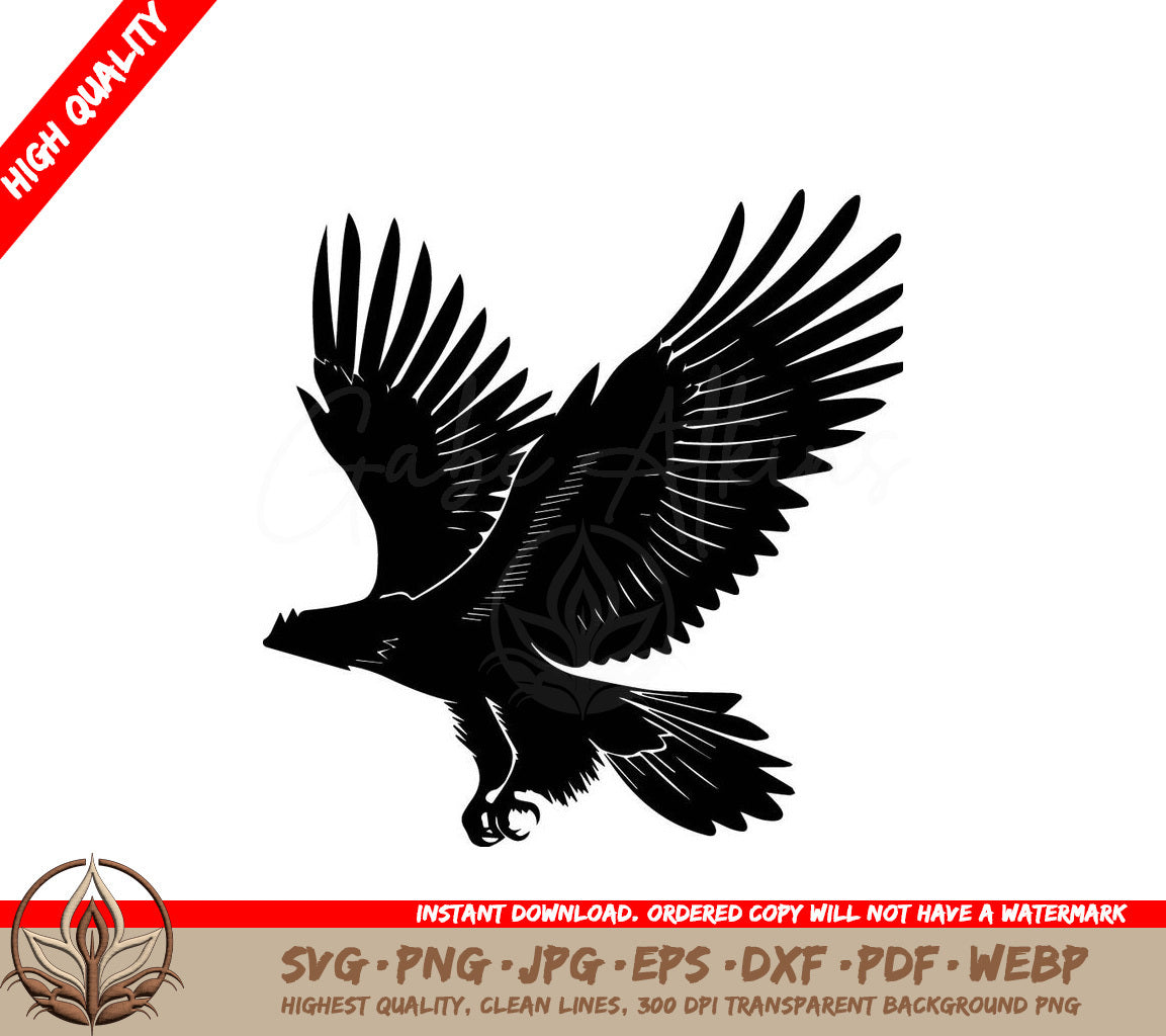 A Silhouette Of An Eagle Flying With Its Wings Outstretched
