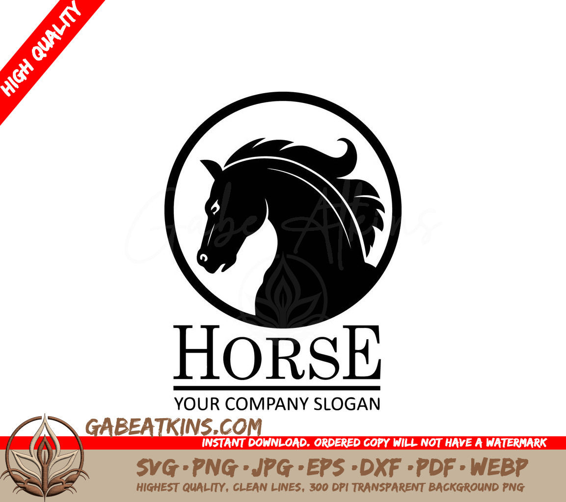 A Horse Head In A Circle With The Word Horse Below It SVG - emblem of horse head SVG