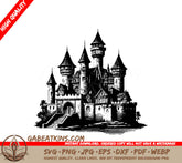 Castle SVG - Ancient Stone Castle Engraving Drawing SVG